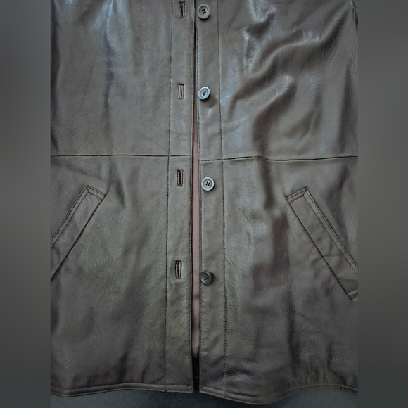 NWT - "Leather Elements" Brown Soft Leather Coat - Size 1X - Picture 4 of 16